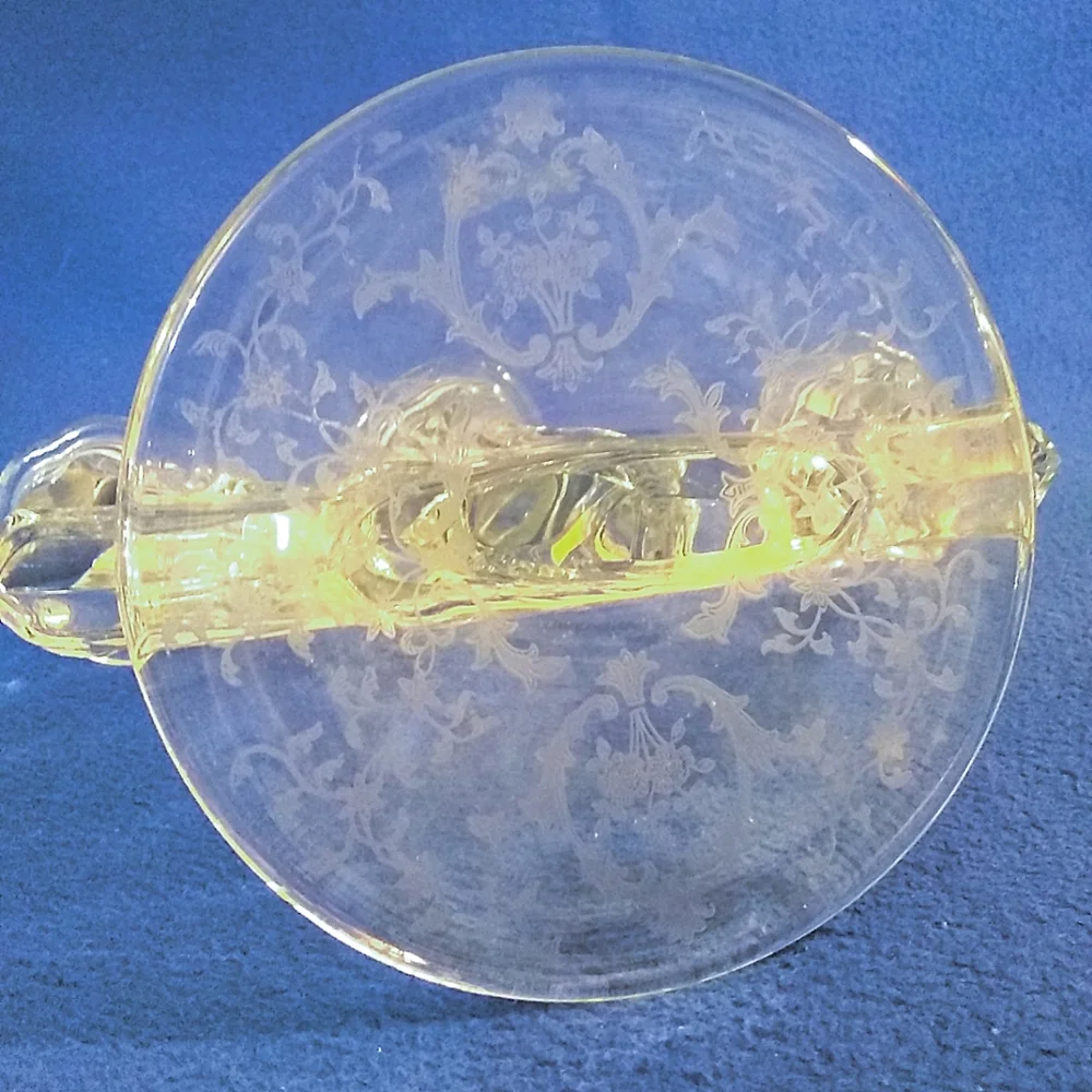 Fostoria Baroque Glass 3 Light Candlestick Navarre Etch